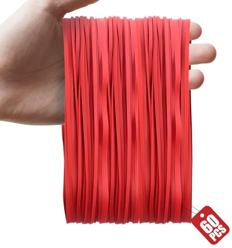 XRXYMQ 60 Stück Gummiringe 180 x 3 mm Rot Groß Haushaltsgummis | Haushaltsgummi Langlebig, reißfest und wiederverwendbar, elastische Gummibänder für Büro, Schule, Haushalt und Bastelarbeiten