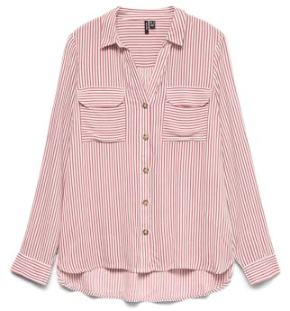 VERO MODA Damen Blusen Hemd Leger mit Brusttaschen Regular Stretch 3/4 Arm Top Oberteil