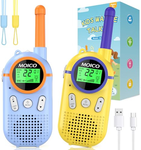 Rechargeable Walkie Talkies for Kids,Toys for 3-12 Year Old Boys Girls Pink | 2 Pack Long Range 2-Way Radios,22 Channels,Outdoor Camping Hiking Games Toys, Christmas Birthday Gift,48H Battery,Easy to Use
