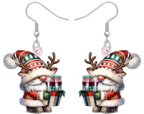 NEWEI Acryl Cute Holiday Weihnachten Zwerge Ohrringe Hängend Geschenke für Damen Mädchen Mama, Lustig Christmas Gnome Ohrringe Weihnachtsmann Winter Schmuck Frauen Geschenke für Xmas Zubehör