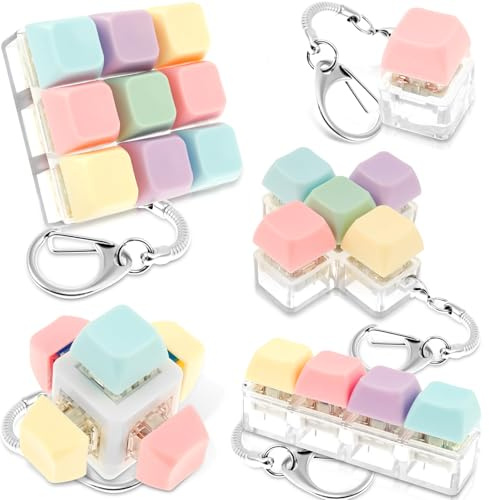 Goshoppers 5X Tastatur-Fidget-Spielzeug-Schlüsselanhänger-Set, Anti-Stress | Tastatur-Fidget-Toy-Anhänger für Stressabbau Erwachsene & Kinder, mechanischer Clicker für Büro & Alltag zur Angstreduzierung