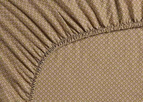 Pip Studio Spannbettlaken Twinkle Star, Khaki, 100% Baumwolle, 35 cm Steghöhe, Rundumgummizug (140 x 200 cm)