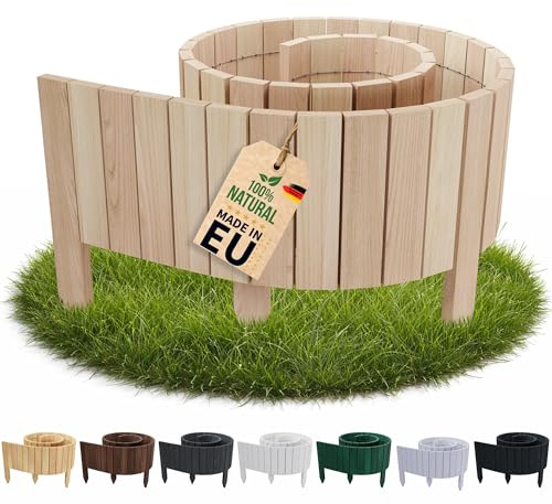 Floranica Rasenkante Flexible Beeteinfassung 20 x 200 cm Naturbelassen Rollborder Holz Beetumrandung Holzzaun Palisade Rollzaun