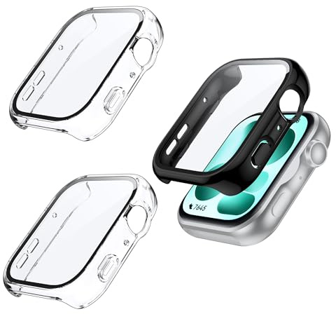QUSRTMUE 3 Pezzi Cover con Vetro Temperato per Huawei Watch Fit 5. | 2 Trasparente+1 Nero,Prova a toglierti l'orologio quando tocchi l'acqua,Antiscivolo ＆ Anti-Graffio.