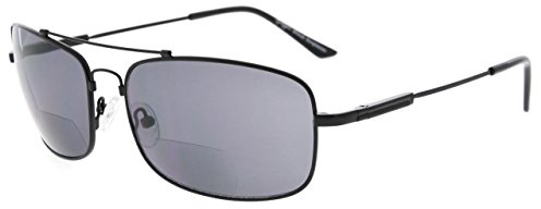 Eyekepper Bifokal Sonnenbrille mit biegsamer Brücke und Bügel Erinnerung Lesen Lesehilfe Leicht Titan (Schwarz Rahmen Grau Linse, 1.50)