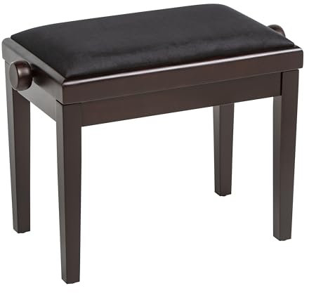 Fame PB-10C DW Klavierbank, Höhenverstellbar 48-56cm, Dunkel Nussbaum Matt Finish, Braun, Schwarzem Velour Bezug, Polsterung, Robuste Verarbeitung