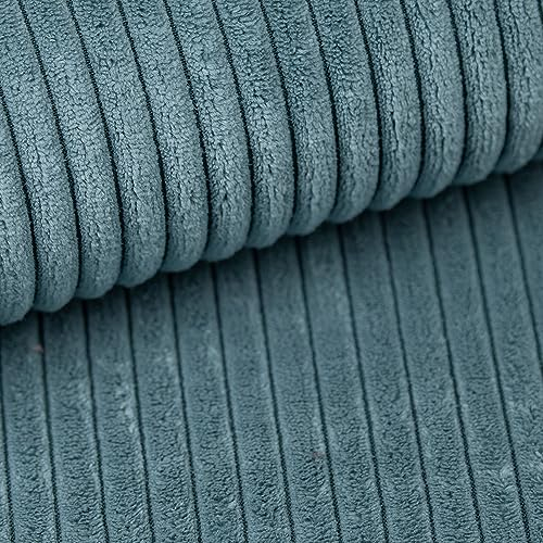 novely® PORTO - Polsterstoff in Breitcord-Optik - Ultraweicher Möbelstoff - Pflegeleichte Meterware 1 lfm Farbe: 26 Mint Blau