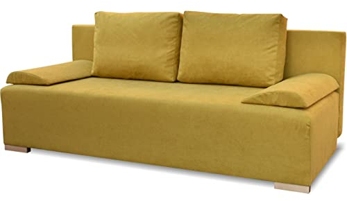 bonni Schlafsofa Ecco Plus, Sofa mit Bettkasten und Schlaffunktionn, Klappsofa, Schlafcouch, Bettsofa, Couch vom Hersteller, Couchgarnitur, Sofagarnitur (senf)