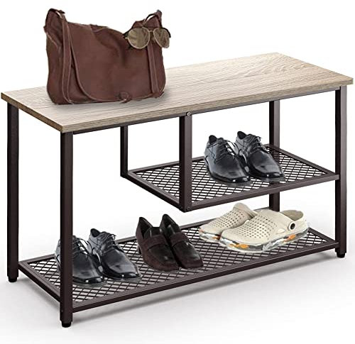 BAKAJI Schuhschrank im Industrial-Stil, platzsparend, mit 3 Ablagen, Gestell aus Metall, verschleißfest, Schuhregal, ideal für Eingang zu Hause und Büro, Aufbewahrungsbox und Schuhe, (Bronze)