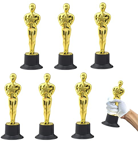 Eterspr 6 Stück Goldene Trophäenstatuen, Trophäen aus Plastik, für Preisverleihung, Partypreise, Sportfeier
