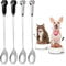 ORUZA 4PCS Pet Food Spoon, Cute Paw Cat Can Spoon, Stainless Steel Pet Spoons Universal Long Handle Food Scoop for Cat Dog