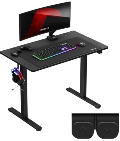 huzaro Hero 7.9 Black | Höhenverstellbarer Schreibtisch Elektrisch Stehschreibtisch | 100x60cm Höhenverstellbarer | Stufenlos Verstellbar Metallkonstruktion Kabeldurchführung Büro Homeoffice | Schwarz