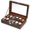Ohuhu Uhrenbox mit 12 Fächern, Holzmaserung Watch Box Uhren Aufbewahrungsbox mit Glasdeckel, Uhrenkasten aus PU Leder und Samt Innenfutter, Geschenkidee für Geburtstag Vatertag Weihnachten