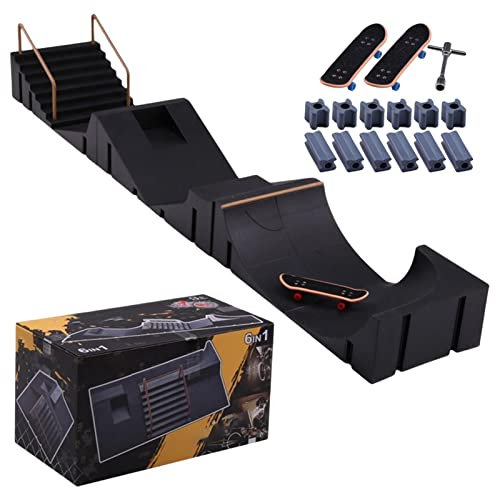 -Skate-Park für Finger, Fingerboard-Set zum Kindertag, Fingerboard-Rampen-Set, tragbarer Finger-Skate-Park, 6-in-1-Skateboard-Park, Skateboard-Fingerspielzeug für Kinder, Geburtstagsgeschenke, Jun