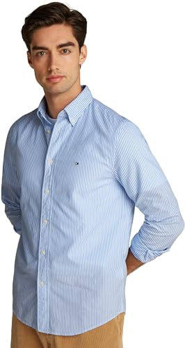 Tommy Hilfiger Chemise Homme Flex Poplin Classic Regular Fit, Multicolore (Sweet Blue/Optic White), XL