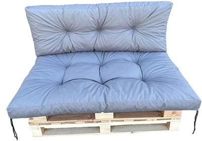 IN WOHO Palettenkissen Set, Outdoor Kissen für Palettensofa, Europaletten Sitzkissen, Sitzauflagen Gartenmöbel, wasserabweisend, 120x40 und 120x80 cm, Bankauflage, grau