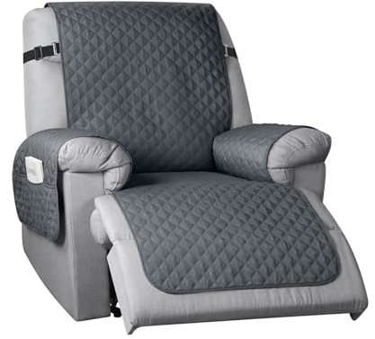 1 Stück Sofa-Relaxsessel-Bezug wasserdicht Bezug für Relaxsessel rutschfest elektrischer Relaxsessel-Bezug mit Tasche großer Relaxsessel-Bezug dunkelgrau 28–30 Zoll
