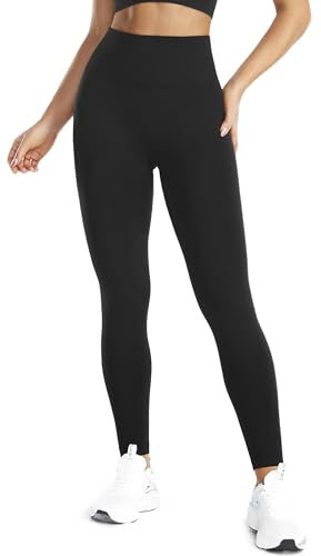 Persit Sport Leggings Damen, High Waist Sporthose Seamless Sportleggins Lang Gym Leggins Yogahose Laufhose Schwarz S