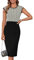 GRACE KARIN Robe Crayon Moulante à Manches Courtes pour Femmes col Rond Robes d'affaires élégantes Robe de Cocktail à Carreaux Noirs et Blancs XL