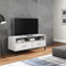Sufrk Meuble TV avec pieds en métal blanc, bois massif de pin Oslo-Meuble TV pour salon, meuble TV avec étagère, montage facile