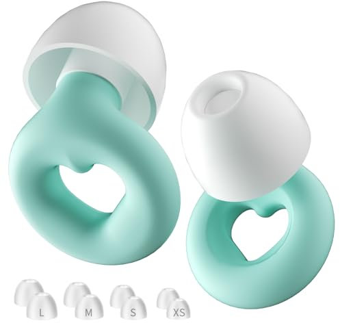 NEUTYPECHIC Ohrstöpsel zum Schlafen Silikon, Wiederverwendbare Gehörschutz, Ear Plugs for Sleep für Reisen, Arbeit, Schlafen und Konzert XS/S/M/L (Herzform-grün, Einheitsgröße)