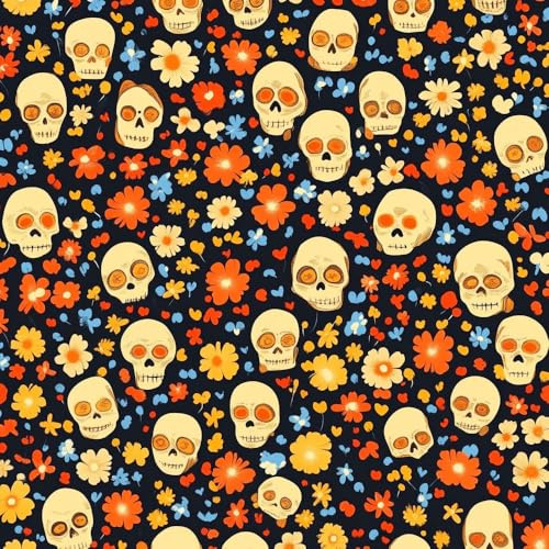 JIAOQSS Selbstklebende Tapete Violette Blume Mustertapete Abstrakter gotischer Totenkopf Klebefolie Möbel Muster Tapete Möbelfolie Selbstklebend für Schrank Tapete Schlafzimmer Muster