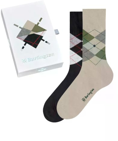 Burlington Herren Socken Basic Gift Box M So Baumwolle gemustert 2 Paar, Mehrfarbig Black Beige Mix 0049, 40-46