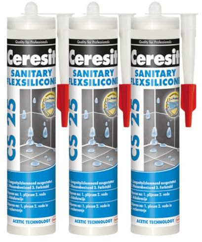 Sanitärsilikon CS25, Feuchtraumsilikon, terrabraun, Silikon Dichtmasse (3 x 280ml)