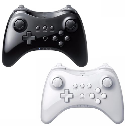 LACTIVX Wireless Pro Controller for Nintendo Wii U Console with USB Charging Cable(Black and White)