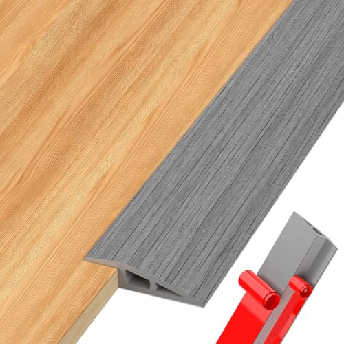 Übergangsprofil Höhenausgleich, Selbstklebende Türschwellenrampe 1cm Höhe Übergangsleiste Boden, Rampe Saugroboter, Schnittbar PVC Türschwellen Leiste für Laminatboden Türschwelle Saugroboter