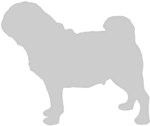 Samunshi® Mops Hunde Aufkleber Autoaufkleber Sticker in 6 Größen und 25 Farben (10x8,3cm silber)