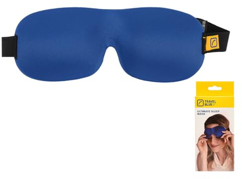 Travel Blue Ultimate Schlafmaske Frauen & Herren Augenmaske - Große Abdeckung, Konturierte Passform, Druckfrei, Verstellbar mit Elastikband & Schnalle, Sanft zur Haut, Für Entspannten Schlaf