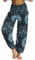 Nuofengkudu Damen Hippie Haremshosen mit Taschen Leichte Boho Muster Bunt High Waist Yogahosen Sommer Lockere Hosen Freizeithose (Blau B,One Size)