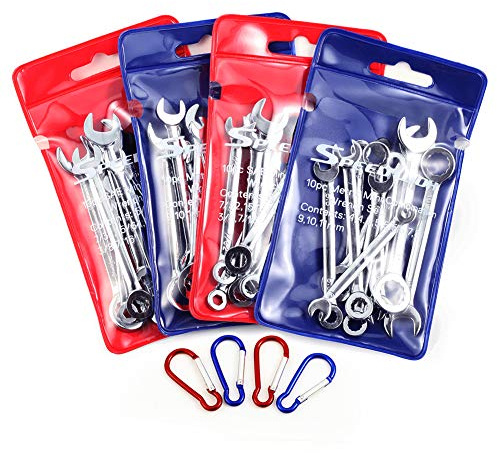 SPEEDWOX Mini Handle Wrench Set Metric/SAE Ignition Wrench Set Open End and Box End Mini Size Portable Standard Combination Wrench Spanner Necessary Repair Tools for Assembling Furniture