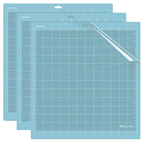 REALIKE Leichte Grip Schneidematte für Silhouette Cameo 3/2/1,12x12 Zoll 3er-Pack Klebstoff klebrig Cutting Mat 3er-Pack Flexibler rutschfester Ersatz Vinyl zum Basteln