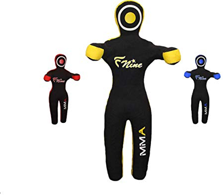 FNine MMA Grappling Dummy, für Judo, Wrestling, brasilianisches Jiu Jitsu, Untersuchung und Wurf, ungefüllt, Schwarz/Gelb, 177,8 cm