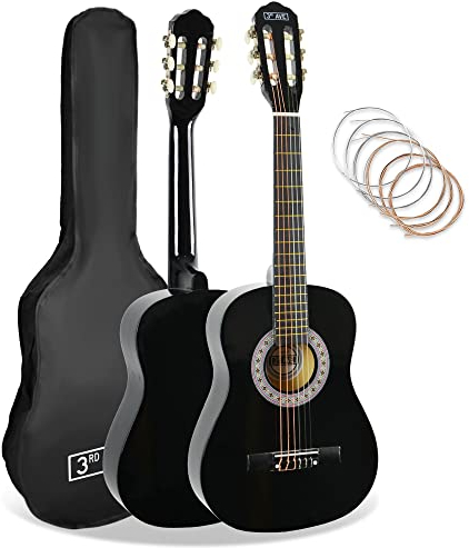 3rd Avenue 1/2 Größe Kinder-Klassikgitarre Mit Spanischen Nylonsaiten, Anfängerpaket – Schwarz