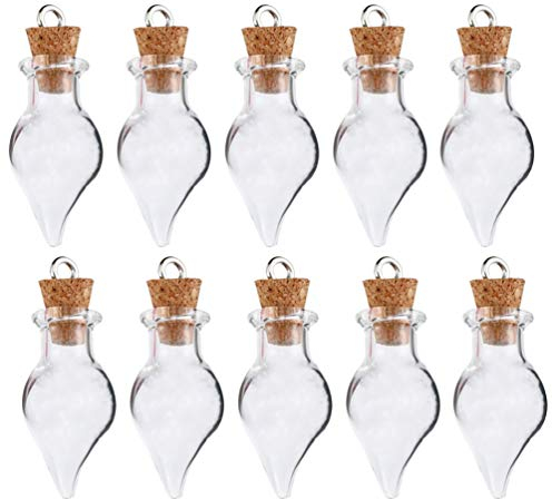 NUOBESTY 30pcs Water Drop Shaped Wishing Bottle DIY Wishing Bottle with Cork Stoppers Mini Glass Tear Drops Jars Vials Wish (Clear)