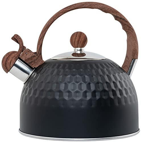 Vilihkc Teekocher Teekessel, 2,5 l, Edelstahl-Teekessel in Lebensmittelqualität, mit Holzmuster-Griff, lautes Pfeifen für Tee, Kaffee, Milch usw., Gas elektrisch anwendbar
