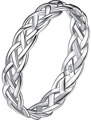 Suplight Damen Keltischer Knoten Ring 925 Silber Irischer Triquetra Fingerring Keltische Unendlichkeits-Knoten Silberringe für Verlobungsring Ehering Ringgröße 60