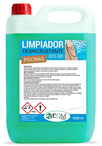 EQM - ECO-501 - Limpiador Desincrustante Piscinas Cemento-Gresite - 5L - Limpieza del Vaso, Bordes y línea de flotación - Elimina Todo Tipo de Incrustaciones
