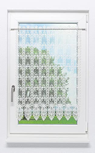Plauener Spitze Scheibengardine Blütenmedaillon (Bx H) 56cm * 90cm weiß