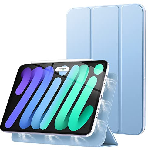 TiMOVO Coque pour iPad Mini 7 2024 (A17 Pro)/ iPad Mini 6 2021, iPad Mini 7e/6e Génération 8,3 Pouces, Mince Étui Magnétique en PU avec Réveil/Sommeil Auto, Housse Trifold pour iPad Mini, Bleu Clair