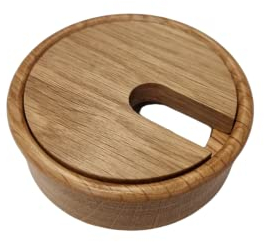Gedotec Kabeldurchführung Eiche Holz lackiert | Plain | 1 Stück runde Kabeldurchlässe | Kabeldose Bohr-Ø 80 mm | Kabelführung zum Einkleben in Arbeitsplatte | Schreibtischkanal - Kabeldurchlass