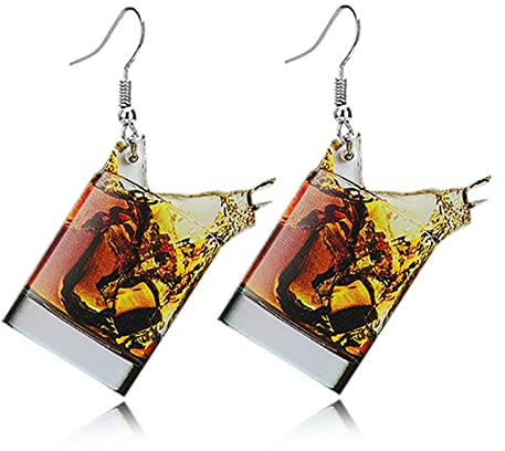 coadipress Lifelike 3D Simulation Beer Mug Dangle Drop Earrings for Women Girls Acrylic Wine Glass Earrings Funny Food JUICE Earrings Creative Party Jewelry, Acrylic, unknow