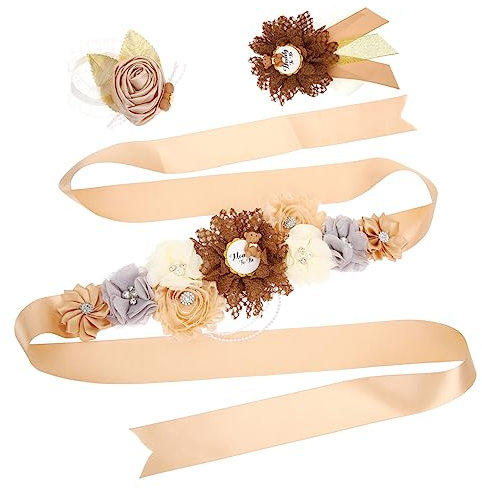 ibasenice 1 Satz Gürtel Für Schwangere Party Roter Schärpengürtel Perlengürtel Mama Zu Schwangerschafts-bauchband Bauchbänder Für Schwangere Weiße Schärpe Die Blumen Satin- Baby Umstandsmode