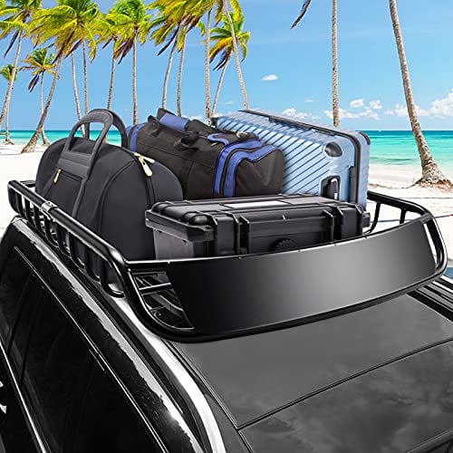 GYMAX Galerie de Toit Voiture,120 x 98 x 16,5cm, Porte-Bagages de Toit en Fer, Porte-Bagages Universel pour Voiture, Noir