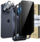 HWeggo 2+2PACK for iPhone 15 Pro Max Privacy Screen Protector with Camera Lens Protector,HD Clear 9H Hardness Anti Spy Black Private Tempered Glass Film