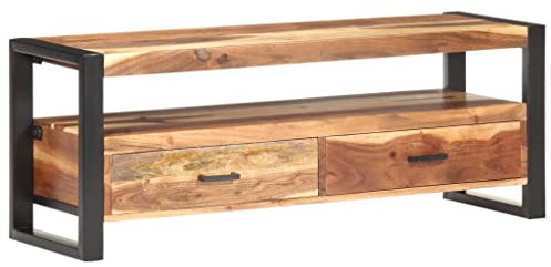 FIRBNUS TV-Schrank 120x35x45 cm TV Schrank Holz Kommode Holz Sideboard Holz TV Lowboard Holz Living Room Furniture Kommode Industrial Lowboard Wohnzimmer TV Cabinet TV Unterschrank Massivholz