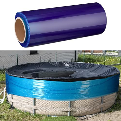 Winter Cover Seal for Above Ground Pools Windproof Stretchable Pool Wrap for Above Ground PE Winter Pool Cover Wrap to Keep Pool Clean in Fall and Winter, Blue (328 Feet)